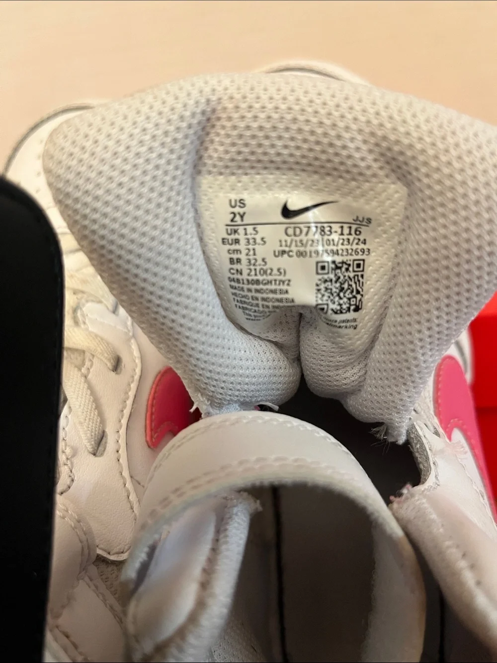Nike Kids White & Pink High-Top Sneakers